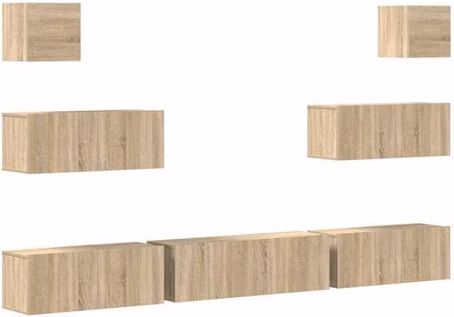Berkfield Home 7 Piece Sonoma Oak TV Cabinet Set in Light Brown
