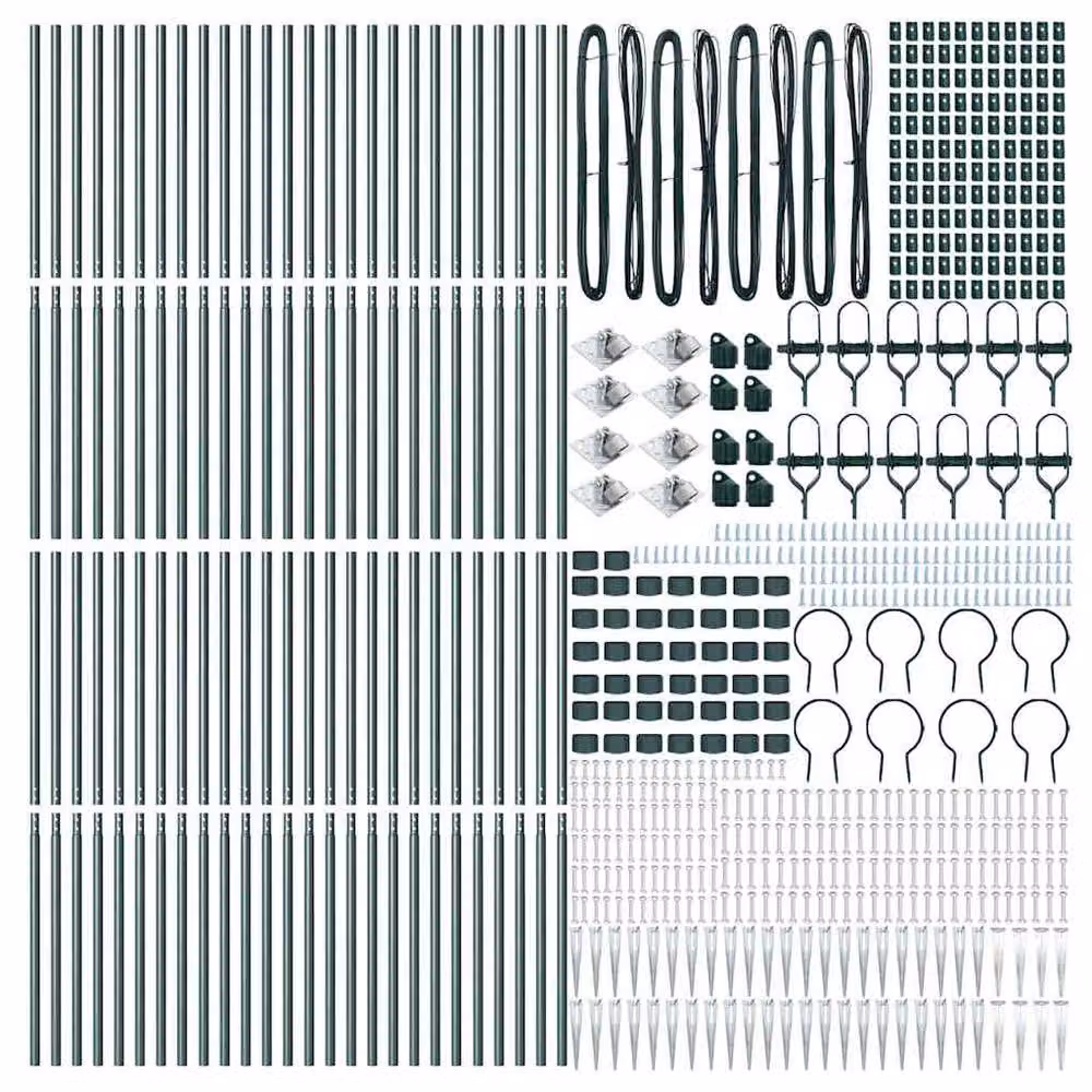Berkfield Home Green Galvanised Steel Round Fence Posts with Spike, 52 Pack, Height: 180 cm, Diameter: 32 mm – 4
