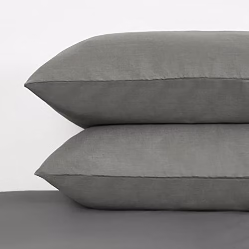 Highams 2 Pack Grey 200 Thread Count 100% Cotton Housewife Pillowcases with Envelope Closure, W: 50 cm x H: 75 cm – 3