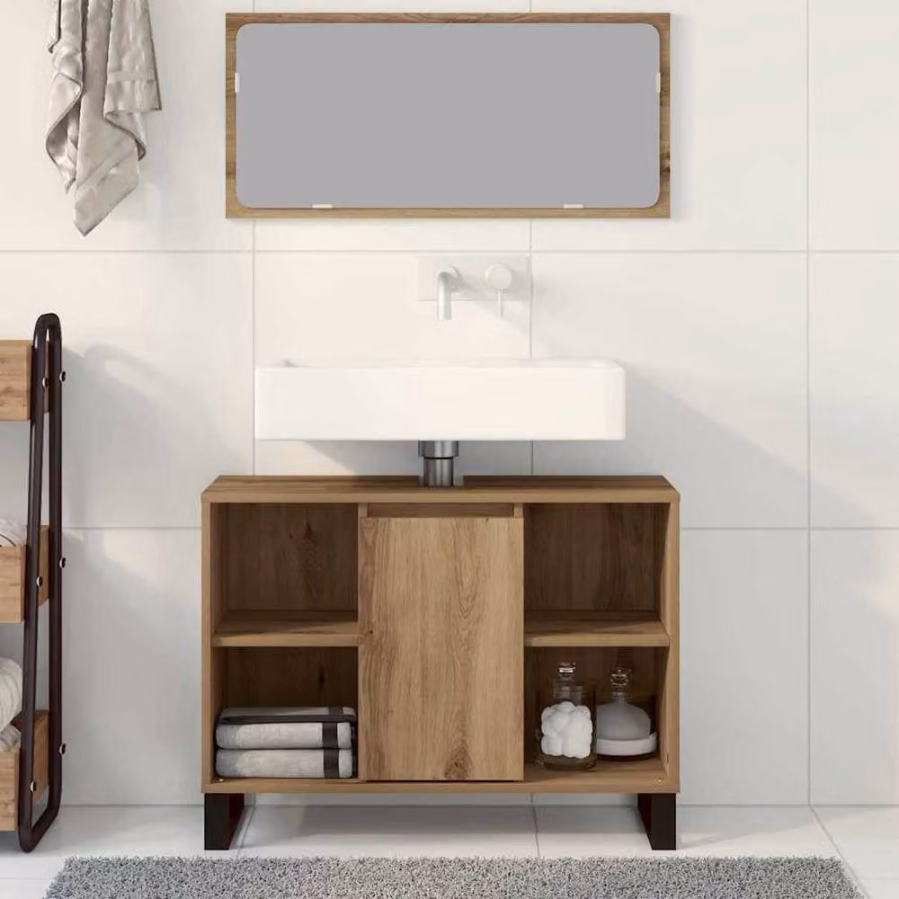 Berkfield Home Modern Artisan Oak Bathroom Vanity in Brown – 3