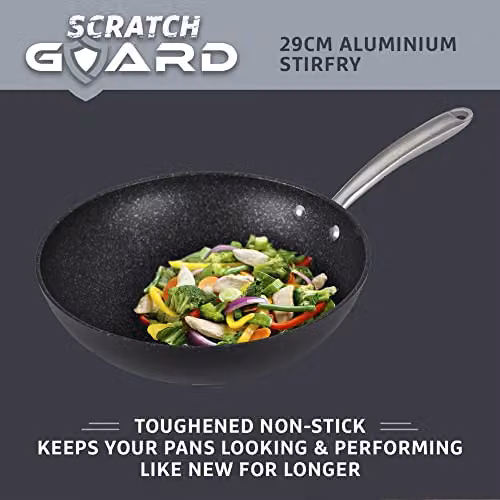Prestige Scratch Guard Non Stick Wok, Black, Diameter: 29 cm – 2