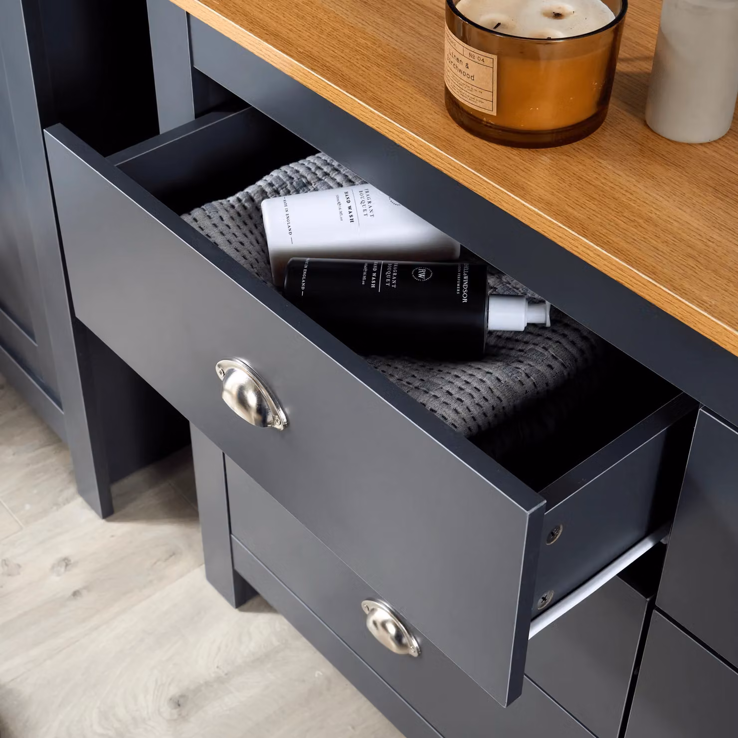 Home Source 6 Drawer Wooden Chest of Drawers with Soft Close Drawers in Dark Grey – 3