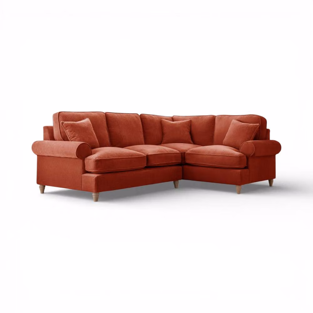 The Great Sofa Company Ezra Right Hand Velvet Corner Sofa in Terracotta – 2