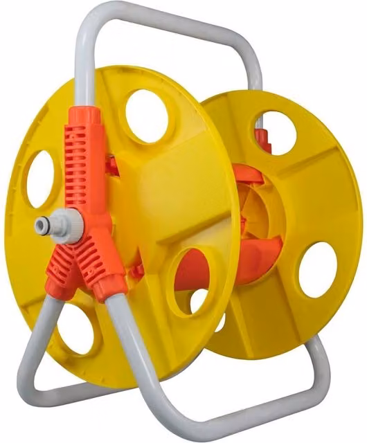 VOGREX Yellow UV Resistant Garden Hose Cart with 20m 1/2 inch Hose and Manual Crank Handle