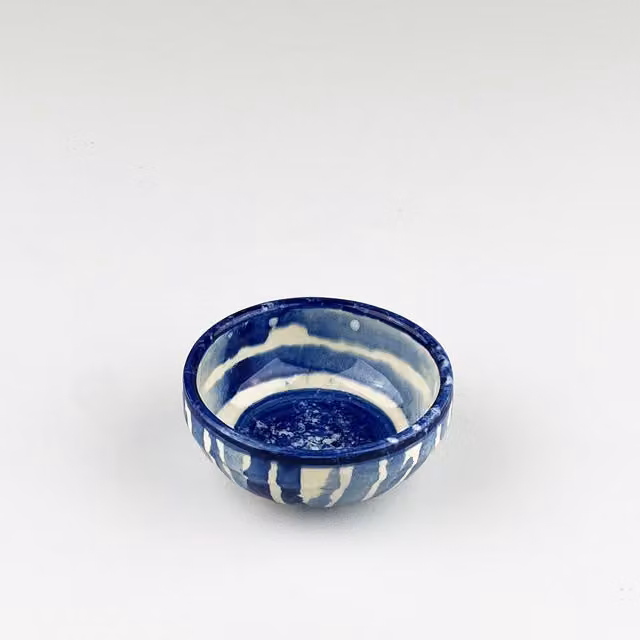 Selbrae House Blue Striped Ceramic Dip Bowl – 1