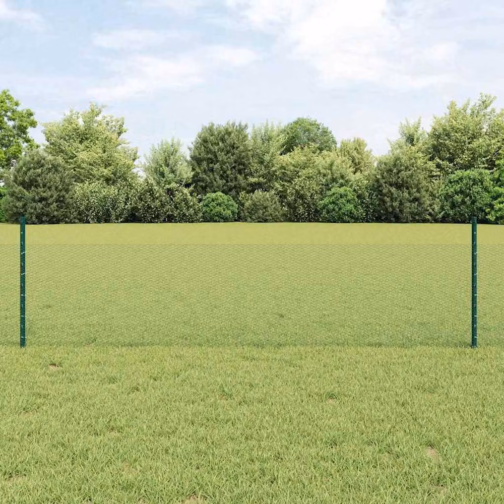 Berkfield Set of 2 Green PVC Coated Stainless Steel Rectangular Garden Fence Set – 2