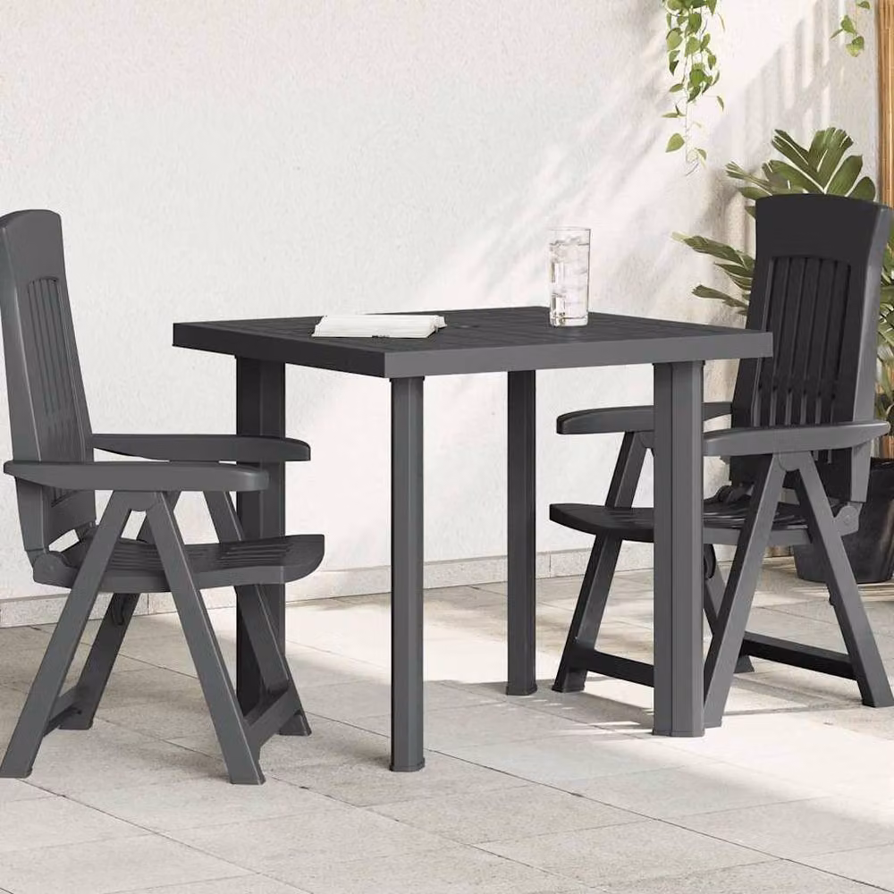 Berkfield Home Anthracite Garden Table in Dark Grey, W: 80 cm, D: 75 cm, H: 72 cm – 2