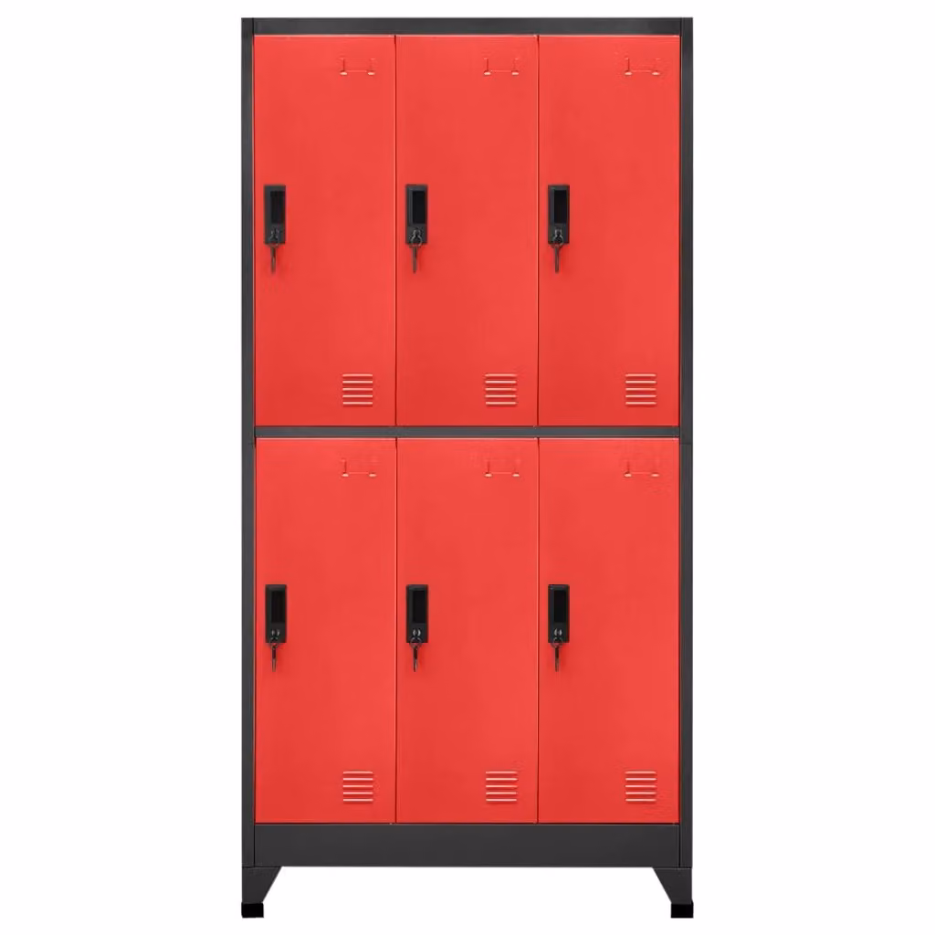 Berkfield Home Steel Locker Cabinet in Anthracite, Red and Black, W/D/H: 90 x 45 x 180 cm – 2