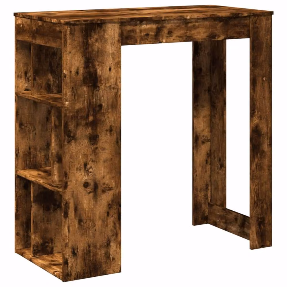 Berkfield Home Bar Table with Racks in Smoked Oak Brown, W/D/H: 102 x 50 x 103.5 cm – 2