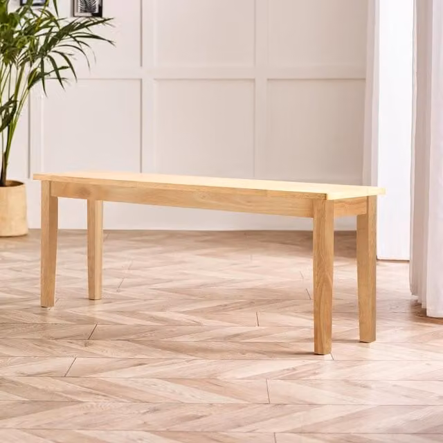 FurnitureboxUK Tenby Large Solid Wood Dining Bench in Brown