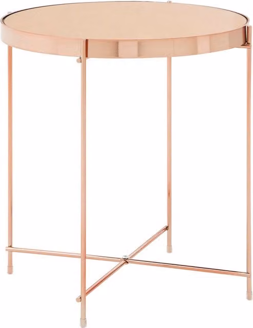 Interiors by Premier Allure Pink Mirror Low Side Table in Gold and Pink