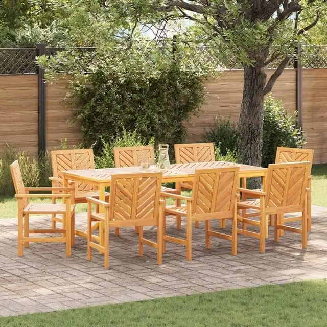 Berkfield Home 7 Piece Modern Geometric Garden Dining Set in Brown Lacquered Acacia Wood