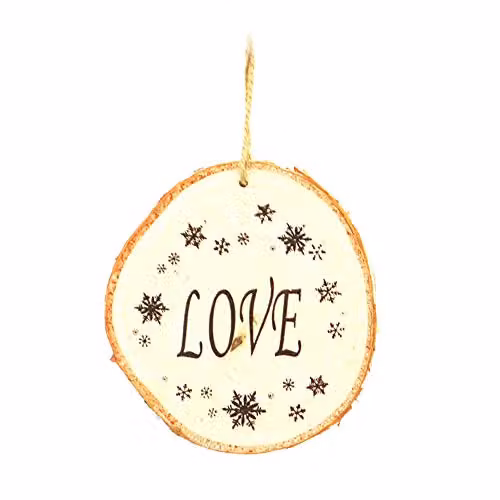 Shatchi Brown Wooden Love Heart Hanging Christmas Tree Ornament, 10 cm