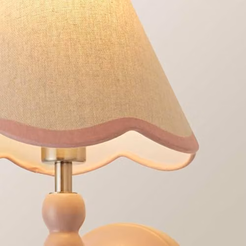 ValueLights Bobbin Pair of Pink Fabric Wall Lights with E14 Bulb Holders and Mains Wired Connection – 2