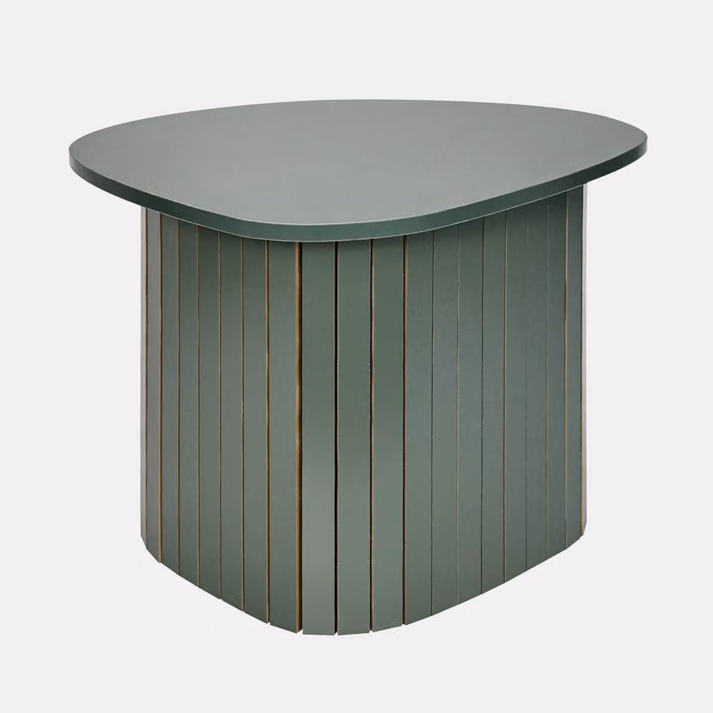 OHS Madison Ribbed Round Side Table in Green – 2