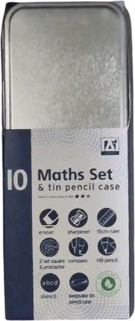 LOS Select Silver Metal Maths Kit in a Box Case for School