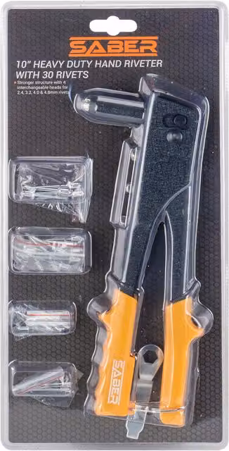 Saber Heavy Duty Steel Hand Riveter Set in Black