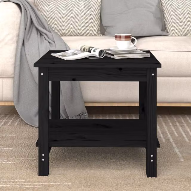 Berkfield Home Black Rustic Solid Pine Square Coffee Table W/D/H: 50 x 50 x 45 cm – 1