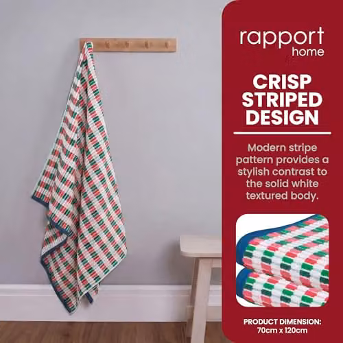 Rapport Home Santa Cruz Striped Cotton Bath Towels, 2 Pack, Multicolour, W: 70 cm, L: 120 cm – 2