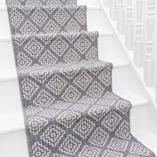 runrug Olmec Reversible and Durable Stair Runner Carpet, Grey, W: 60 cm, L: 600 cm
