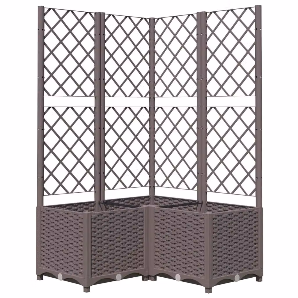 Berkfield Home Garden Planter with Trellis in Brown, W/D/H: 80 x 80 x 136 cm – 2