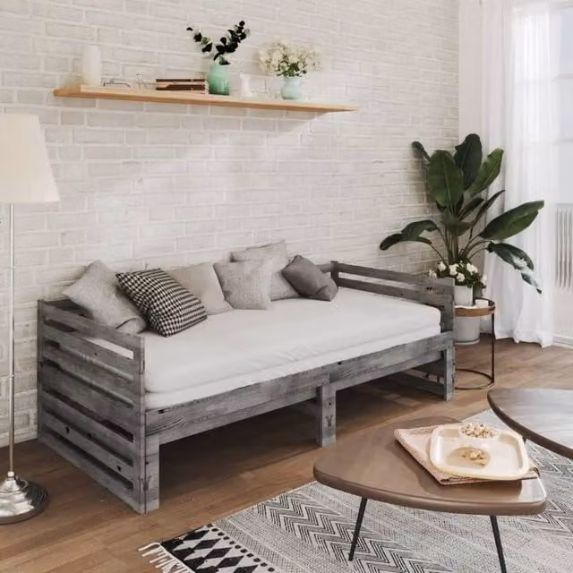 Berkfield Home Grey Solid Pinewood Pull-out Day Bed with Drawers, W/D/H: 203.5 x 90 x 68.5 cm – 1