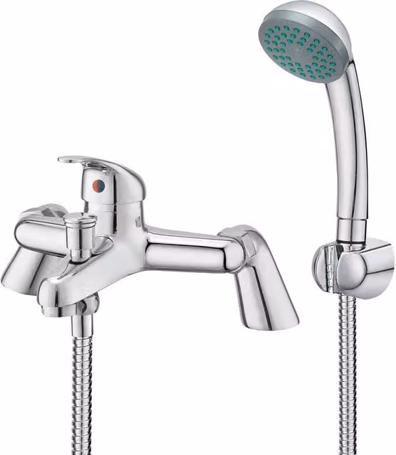 BATHWEST Chrome Deck Mount Mixer Taps with Shower Head for Bathtub in Silver – 1