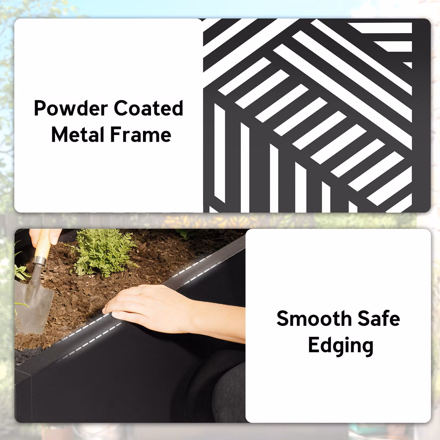 Outsunny Metal Raised Garden Bed with Trellis and Privacy Screen in Black – 5