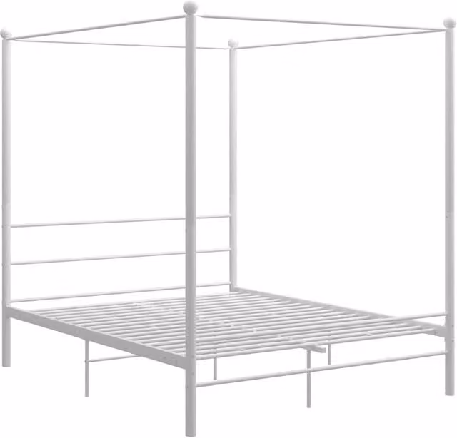 Berkfield Home White Metal Canopy Bed Frame W/D/H: 160 x 200 cm