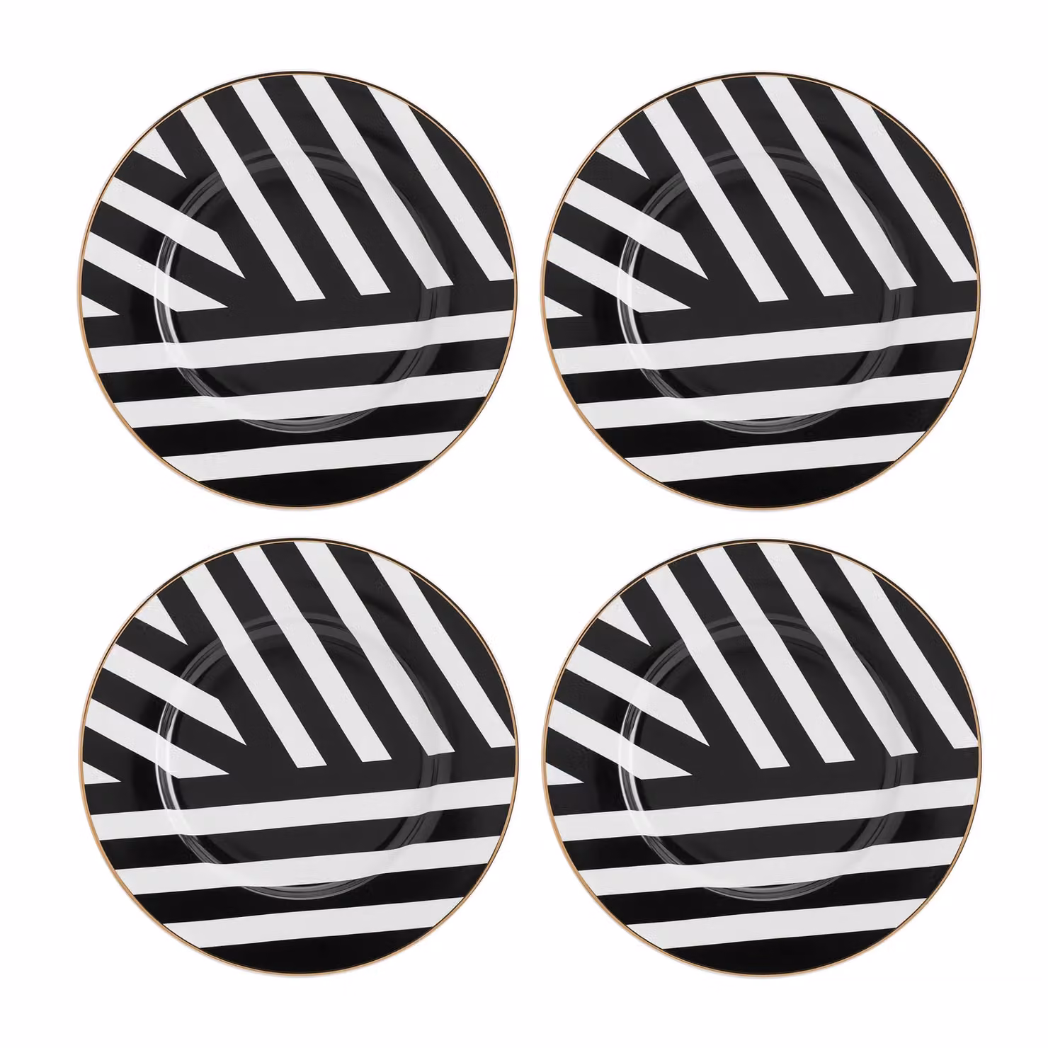 Mikasa 12-Piece Geometric Bone China Dinner Service in White, Gold and Black – 12