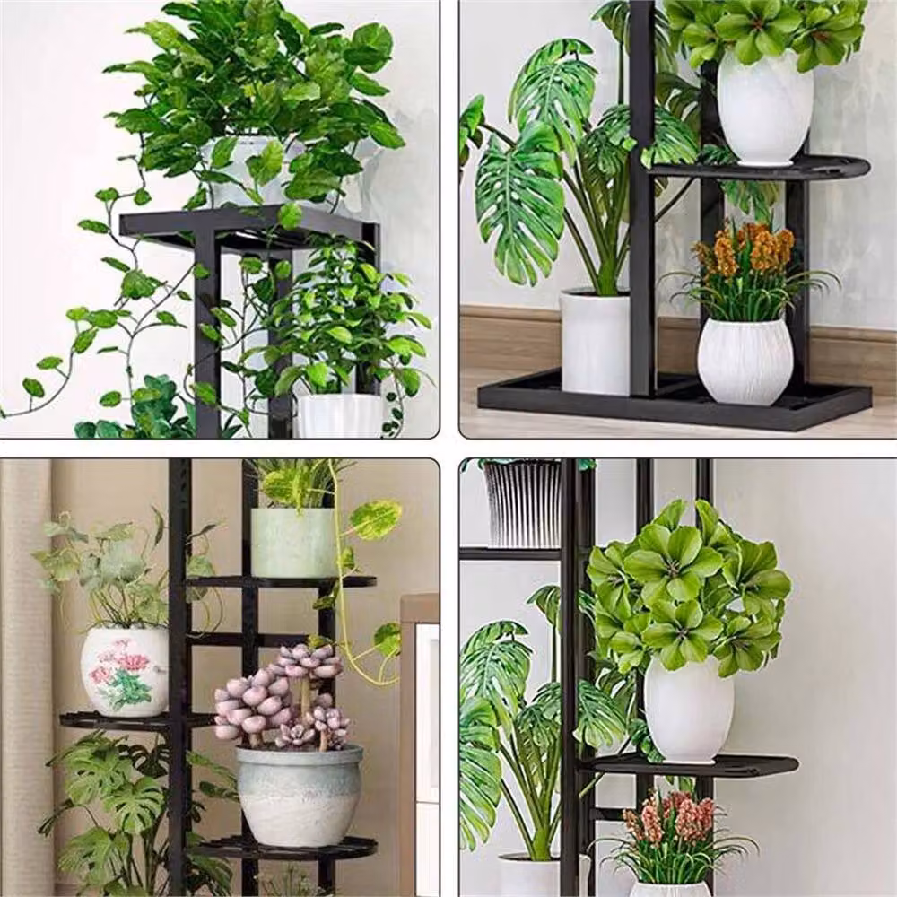 EONLION 6 Tier Metal Plant Stand, Black, W/D/H: 50 x 50 x 107 cm – 3