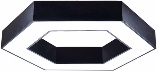 ENER-J HexaGlow Modern Hexagon LED Ceiling Light in Black with Remote Control and CCT Adjustable Colour Temperature – 8