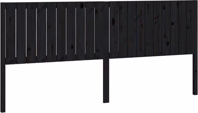 Berkfield Home Black Solid Pine Wood Bed Headboard, W: 205.5 cm, D: 4 cm, H: 100 cm