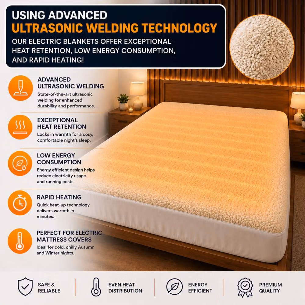 Sweet Dreams Electric Heated Blanket in Beige, King Size, 180 x 200 cm – 4
