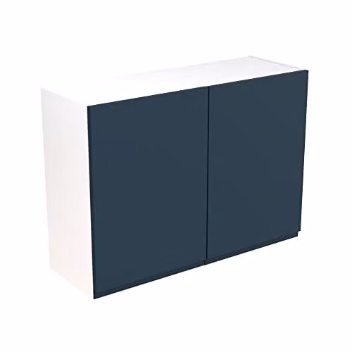 Kitchen Kit Indigo Blue Matt Flatpack Bridging Wall Cabinet with J-Pull Soft Close Doors, W/D/H: 100.0 x 33.0 x 72.0 cm