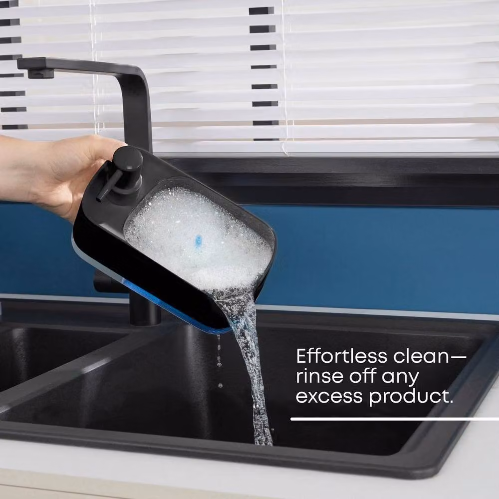 EONLION 2 in 1 Soap Dispenser with Sponge Holder in Black and Transparent – 3