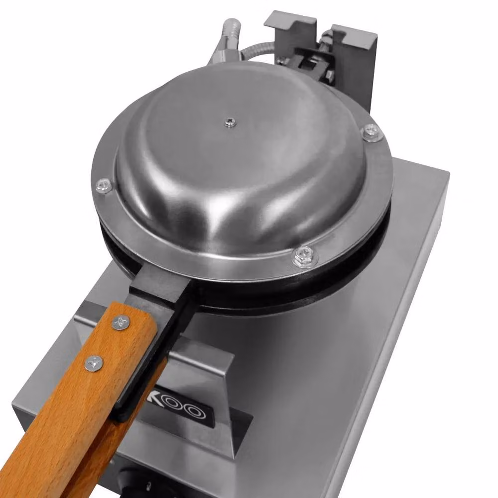 KuKoo Single Round Waffle Maker in Silver with Timer and Stainless Steel Finish – 4