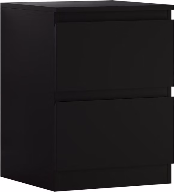 FWStyle Stora Black 2 Drawer Bedside Chest Nightstand