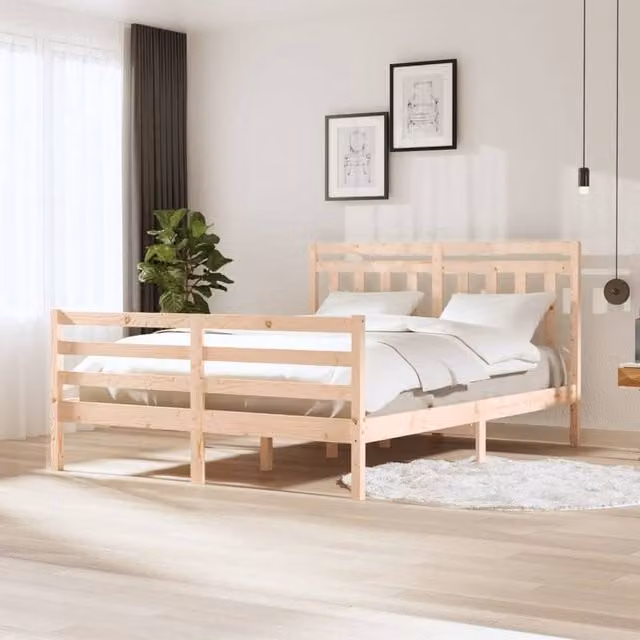 Berkfield Home Rustic Solid Pine Wood Bed Frame, Brown, W: 160 cm, D: 200 cm