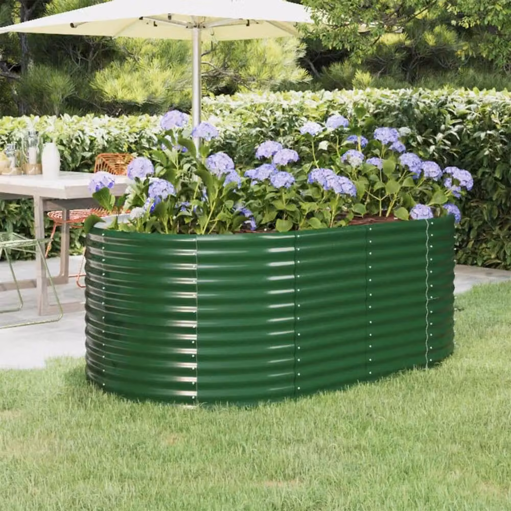 Berkfield Home Garden Green Powder-coated Steel Raised Bed W/D/H: 175 x 100 x 68 cm – 2
