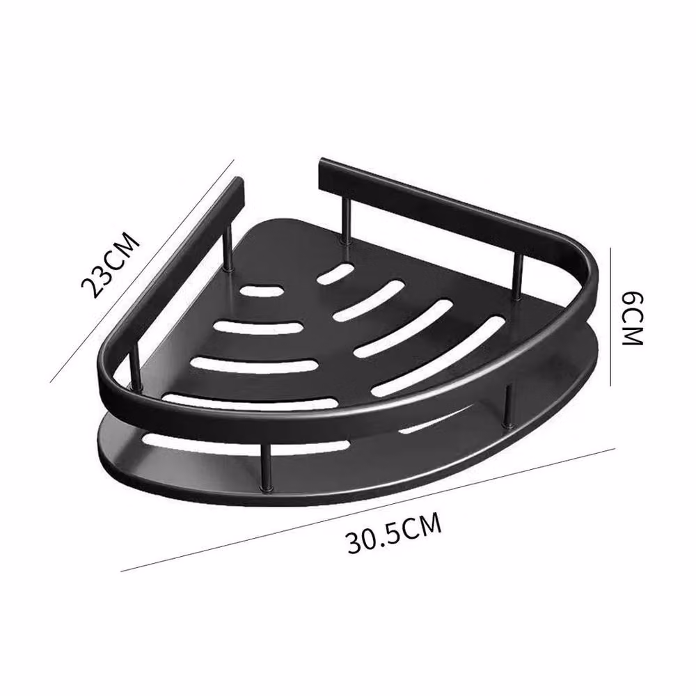 EONLION 2 Pack Black Rustproof Adhesive Corner Shower Caddy Shelves – 2
