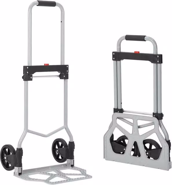 NESTLUNE Heavy Duty Folding Sack Truck in Silver, 100kg Load Capacity, W: 52 cm x H: 1000 cm