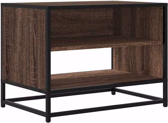 Berkfield Home Brown Oak TV Cabinet in Engineered Wood and Metal, W/D/H: 61 x 40 x 46 cm