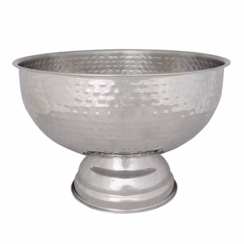 Rink Drink Stainless Steel Hammered Champagne Ice Bucket in Silver, Diameter: 35 cm