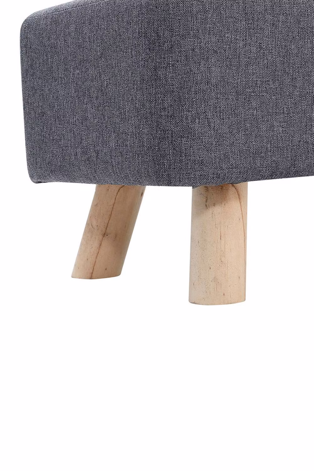 Garden Sanctuary Rectangular Upholstered Linen Shoe Changing Bench with Rubberwood Legs in Grey – 4