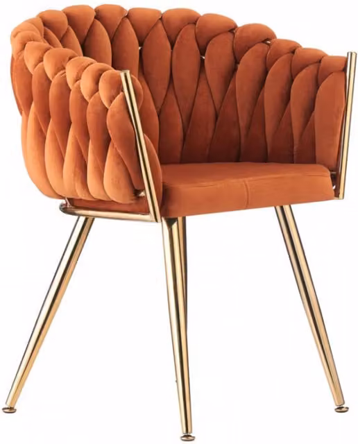 Life Interiors Roma Knot Velvet Dining Chair with Armrests in Orange and Gold