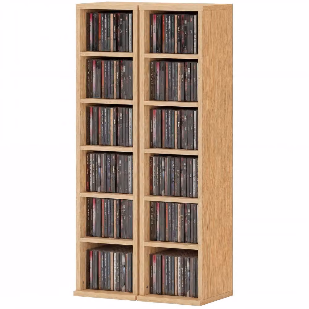 Rolipo 2 Pack Brown CD DVD Media Storage Towers with Adjustable Shelves – 2