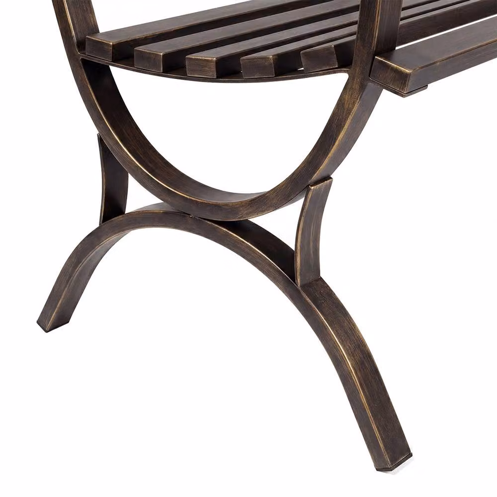 Levede Bronze Floral Pattern Metal Garden Bench – 11