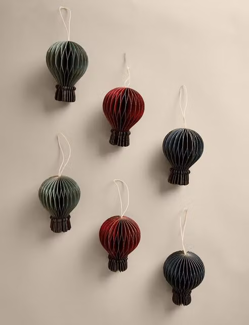 M&S 6 Pack Multicolour Paper Hot Air Balloon Hanging Pendant Decorations