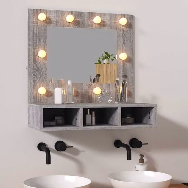 Berkfield Home LED Mirror Cabinet in Grey Sonoma, W: 60 cm, D: 31.5 cm, H: 62 cm – 1